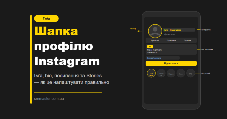 Як оформити шапку профілю Instagram